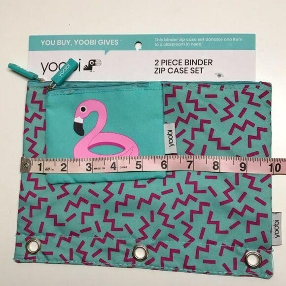 Yoobi 2 Piece Binder Zip Case Set Flamingo & Zigzag Design - Picture 5 of 8